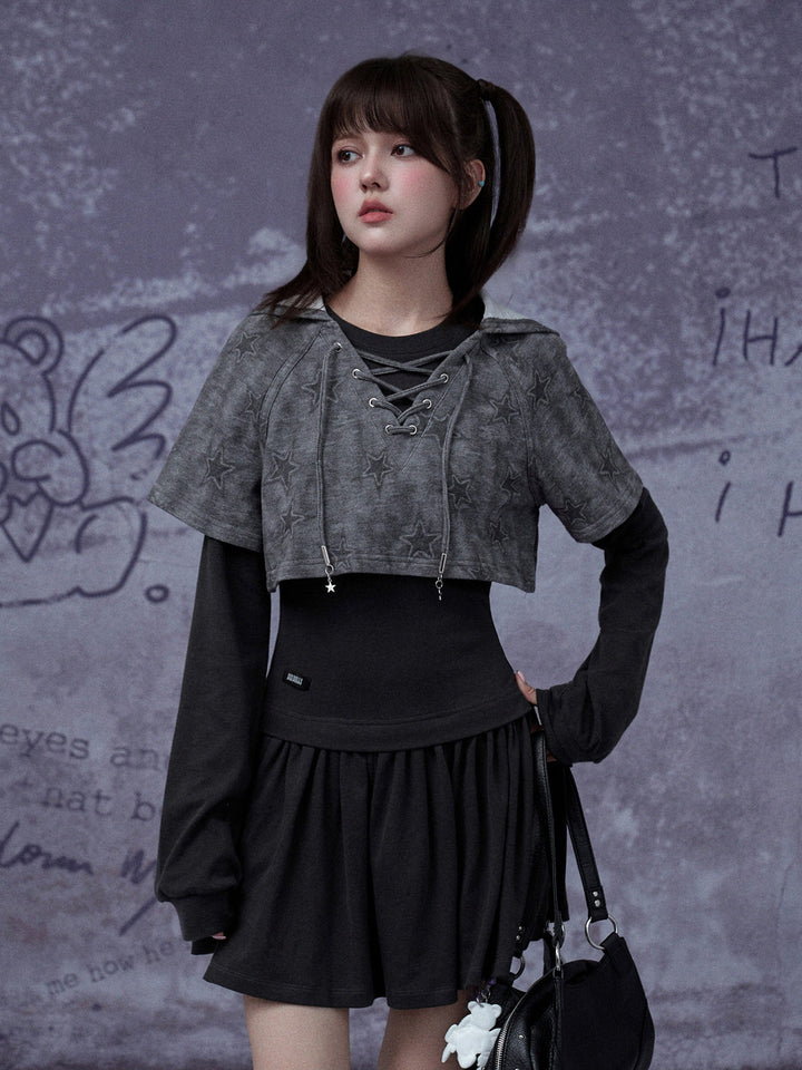 Grunge Cat Ear Two-Piece Mini Dress