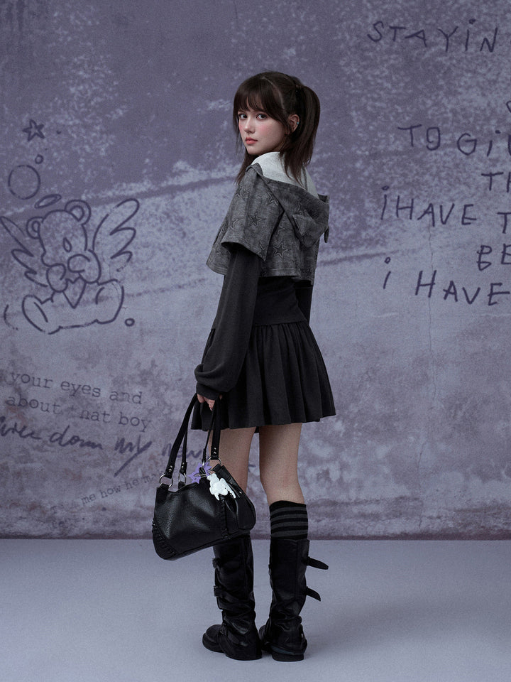 Grunge Cat Ear Two-Piece Mini Dress