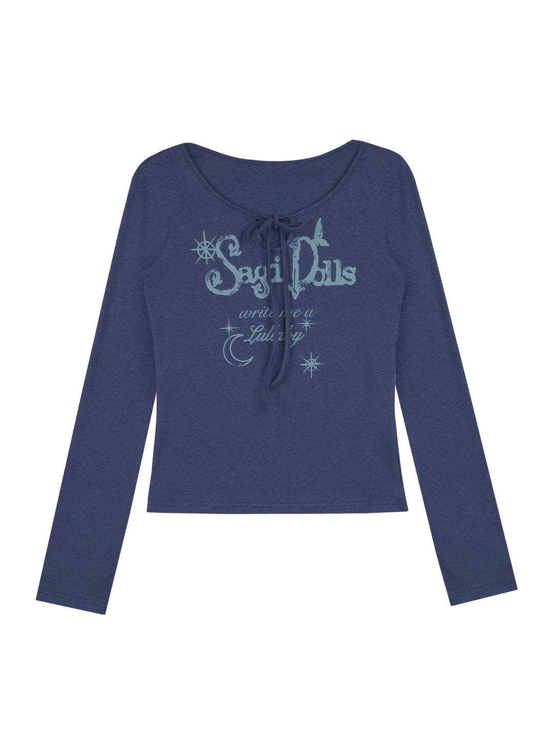 Y2K Celestial Tie-Front Long Sleeve Top