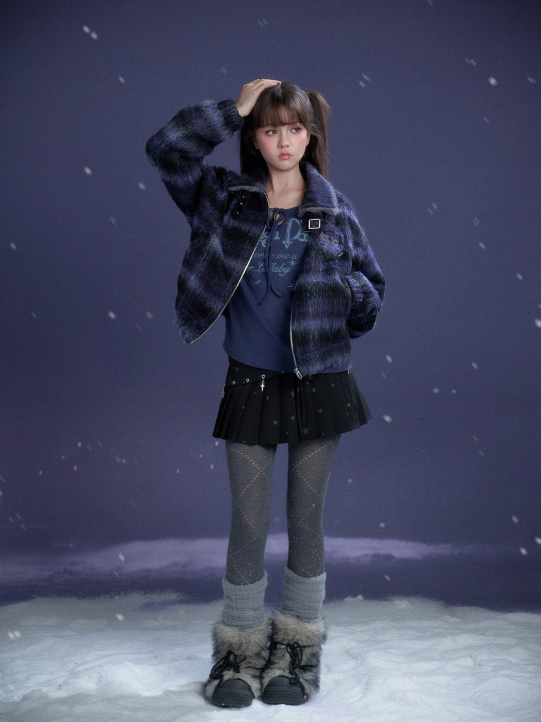 Y2K Celestial Tie-Front Long Sleeve Top