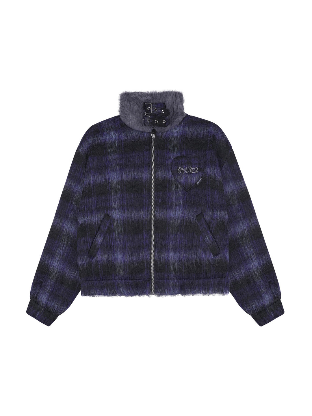 Y2K Fuzzy Plaid Jacket