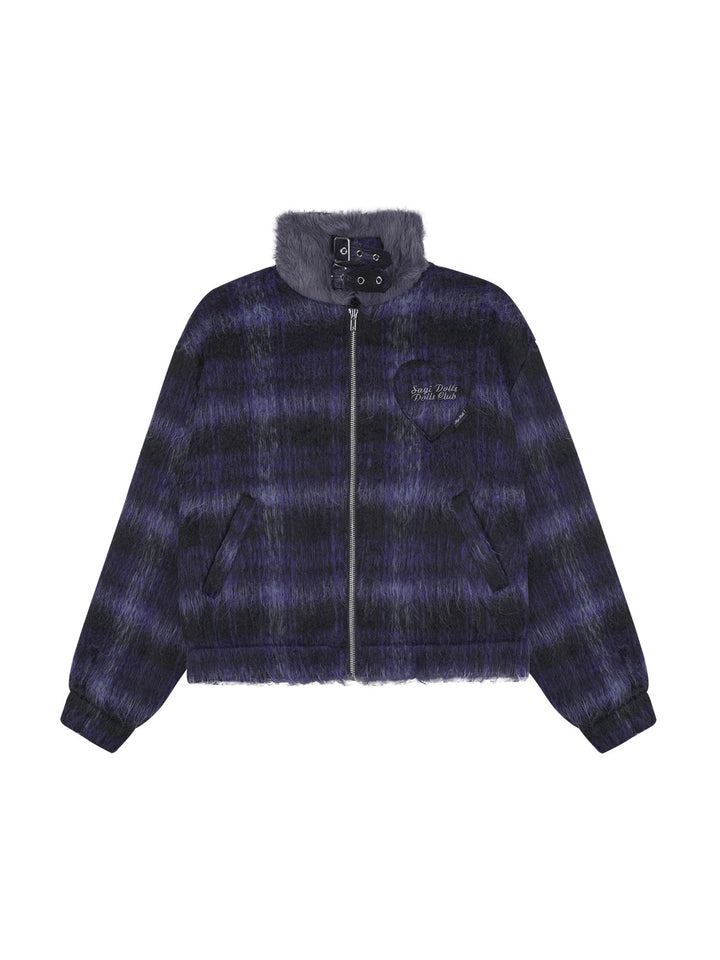 Y2K Fuzzy Plaid Jacket