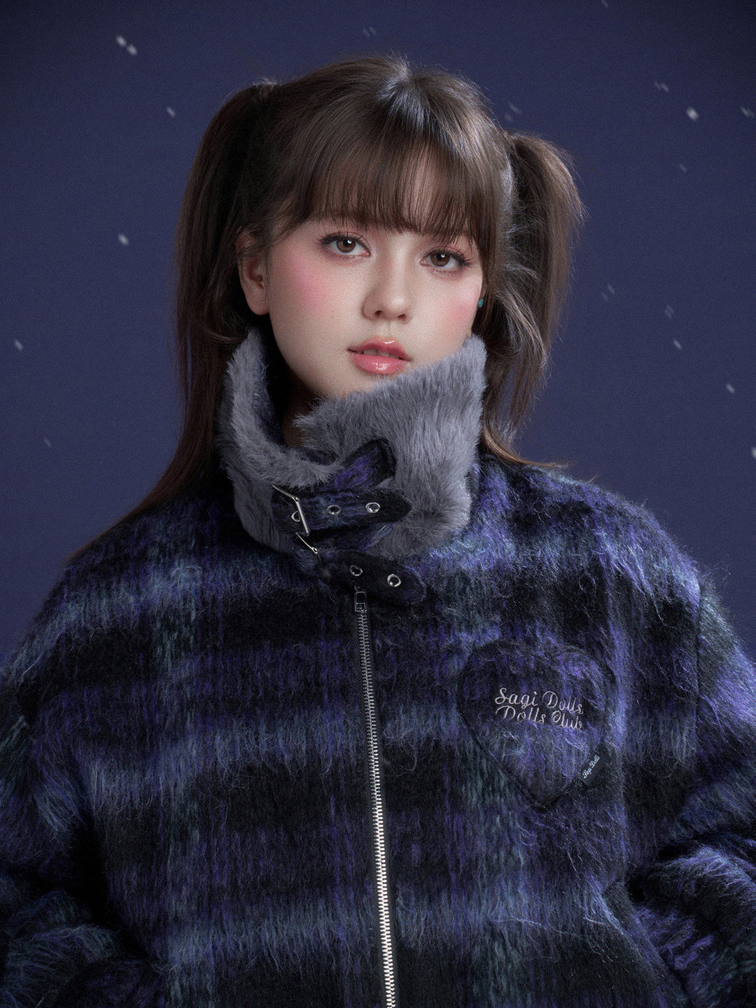 Y2K Fuzzy Plaid Jacket