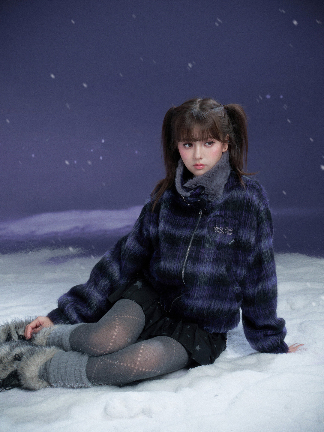 Y2K Fuzzy Plaid Jacket
