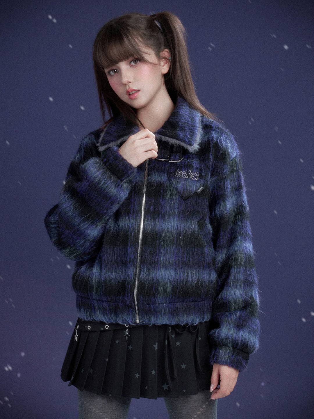 Y2K Fuzzy Plaid Jacket
