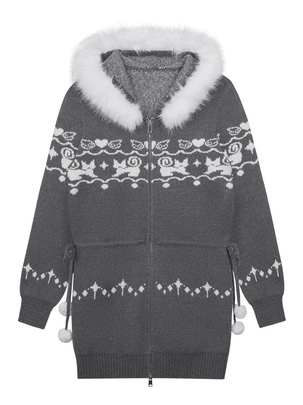 Kawaii Cat Fair Isle Knit Jacket
