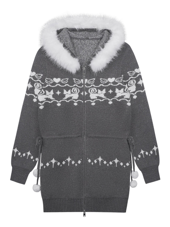 Kawaii Cat Fair Isle Knit Jacket