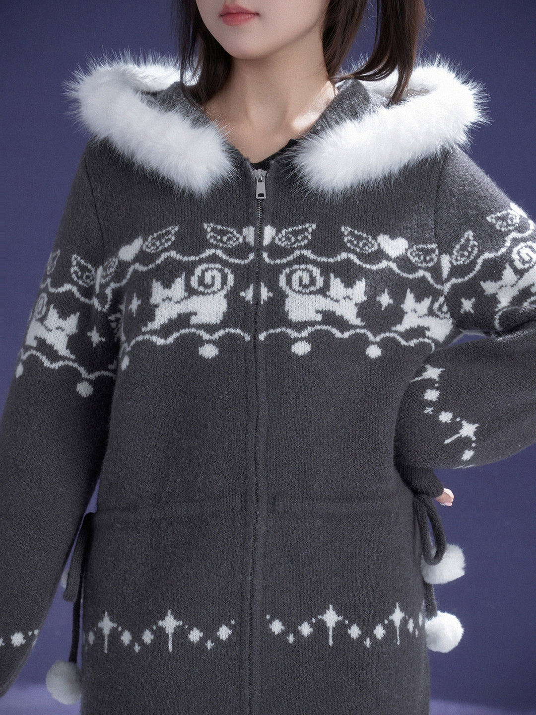 Kawaii Cat Fair Isle Knit Jacket
