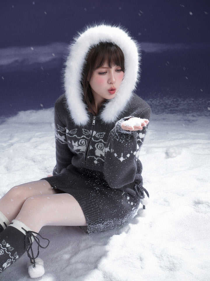 Kawaii Cat Fair Isle Knit Jacket