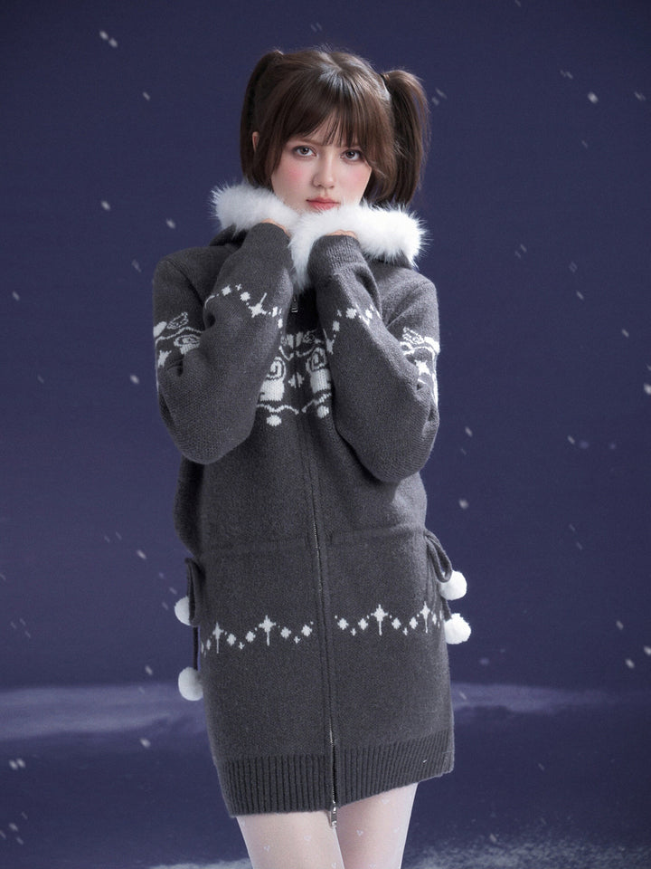 Kawaii Cat Fair Isle Knit Jacket