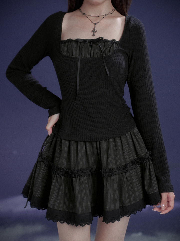 Gothic Lace Tiered Mini Dress