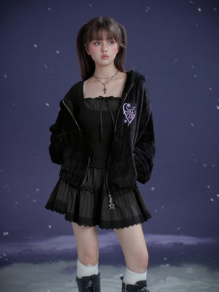 Gothic Lace Tiered Mini Dress
