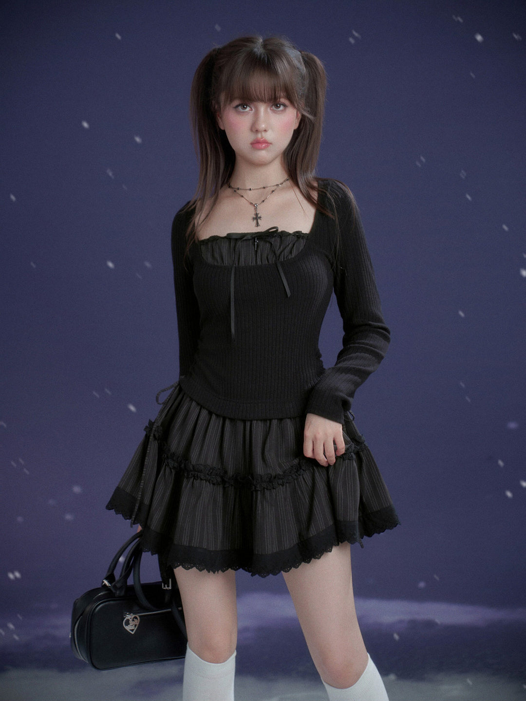 Gothic Lace Tiered Mini Dress