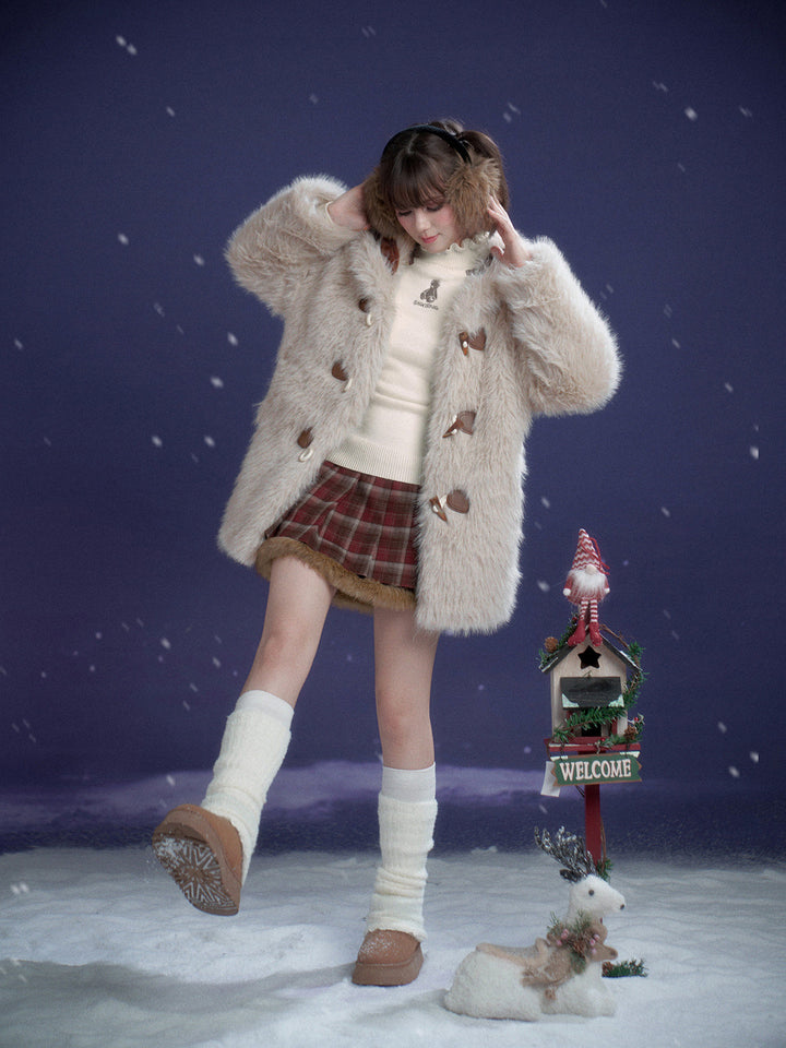 Sailor Collar Faux Fur Jacket