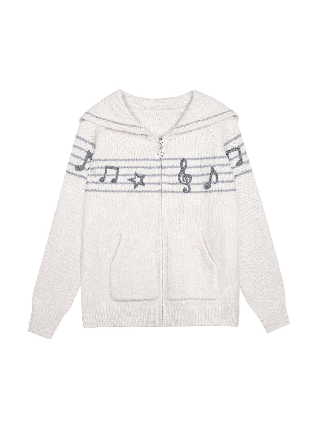 Musical Note Sailor Collar Knit Jacket