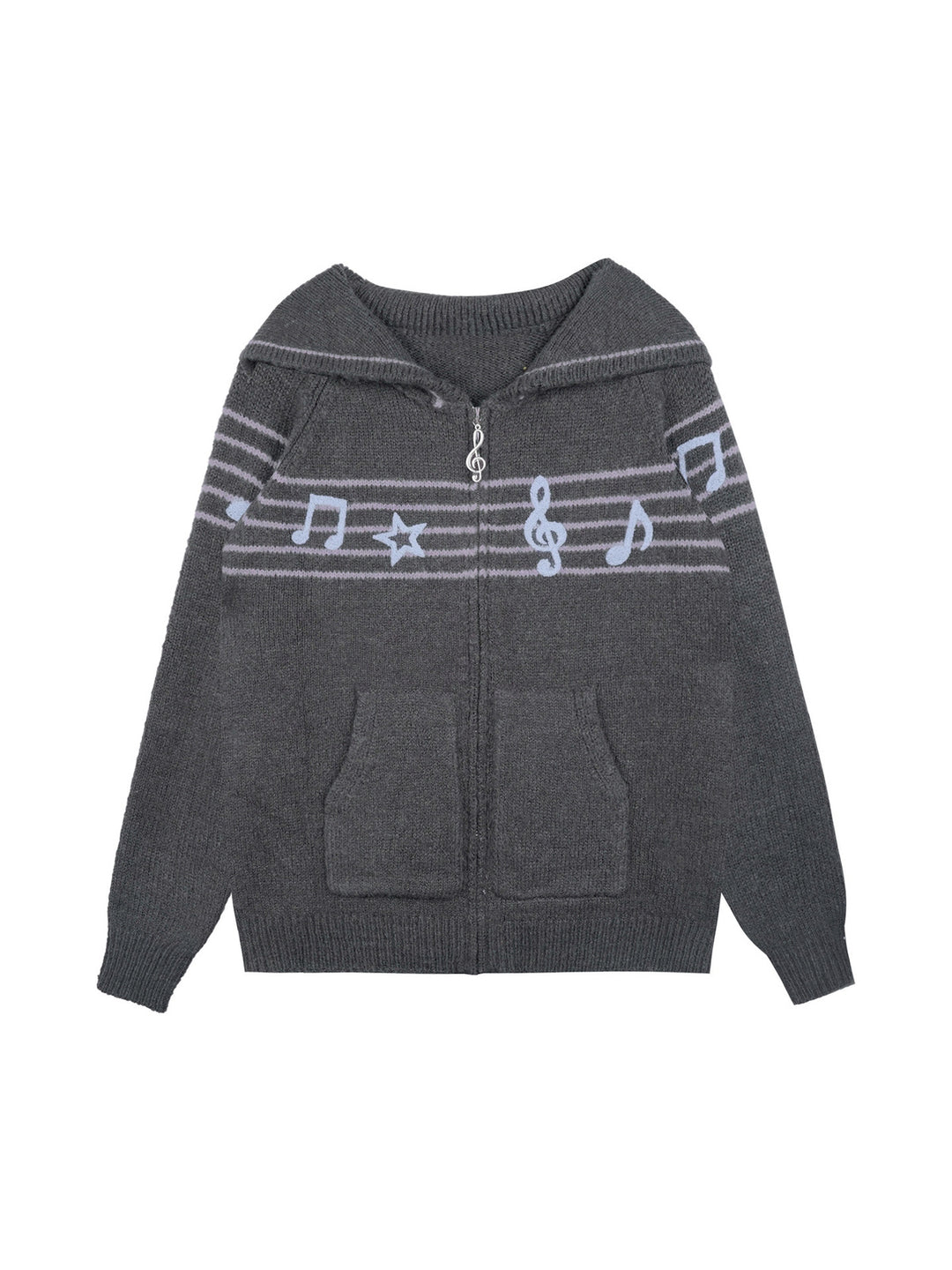 Musical Note Sailor Collar Knit Jacket