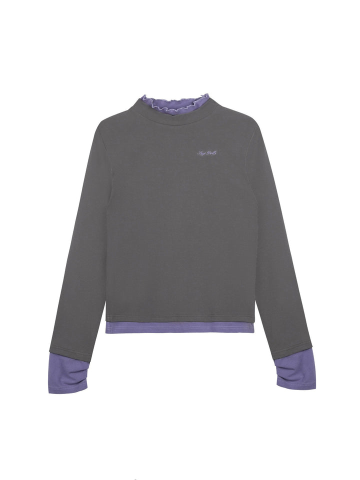 Acubi Faux Layered Mock Neck Top