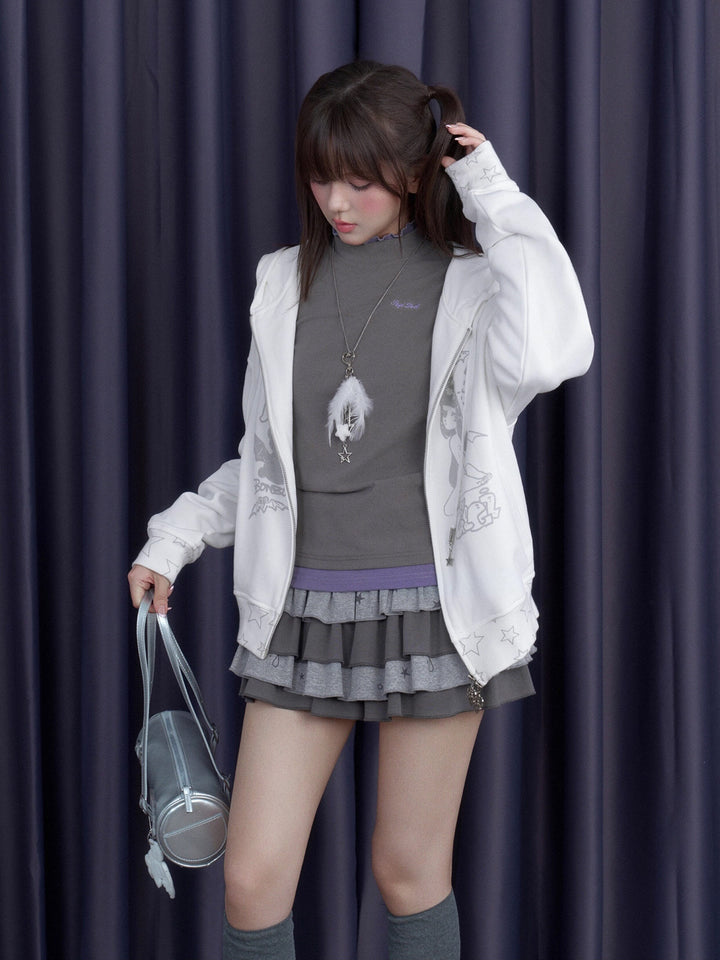 Acubi Faux Layered Mock Neck Top