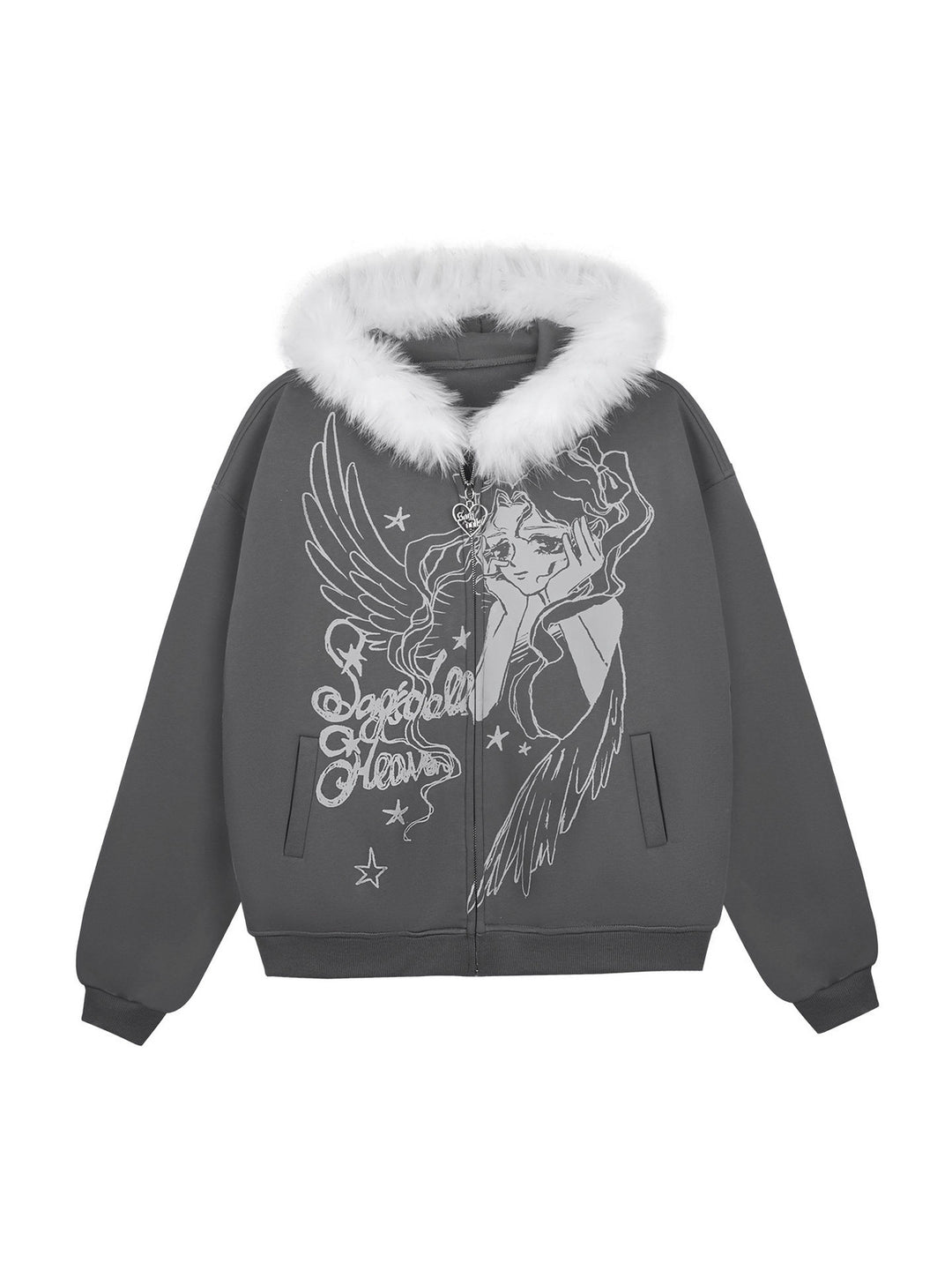 Gothic Angel Graphic Hooded Jacket