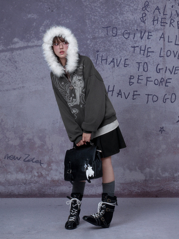 Gothic Angel Graphic Hooded Jacket
