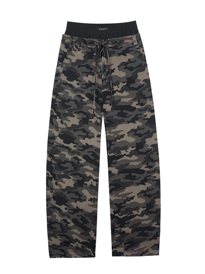 Double Waist Camo Barrel Pants