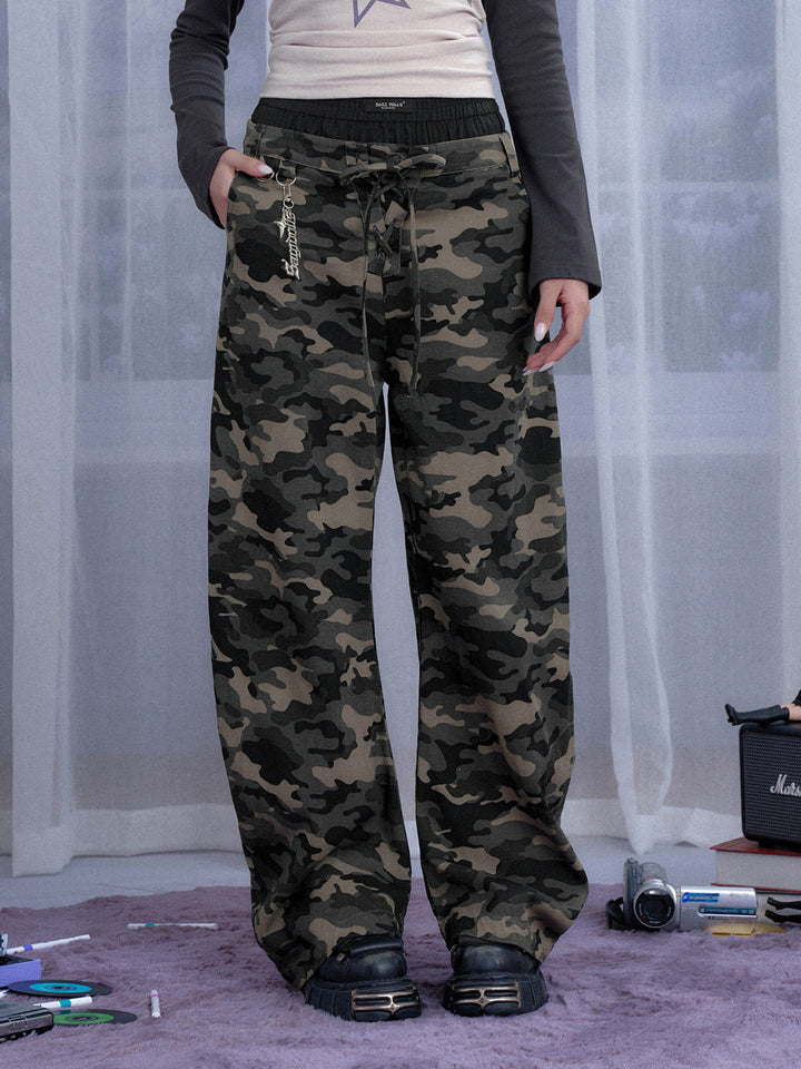 Double Waist Camo Barrel Pants