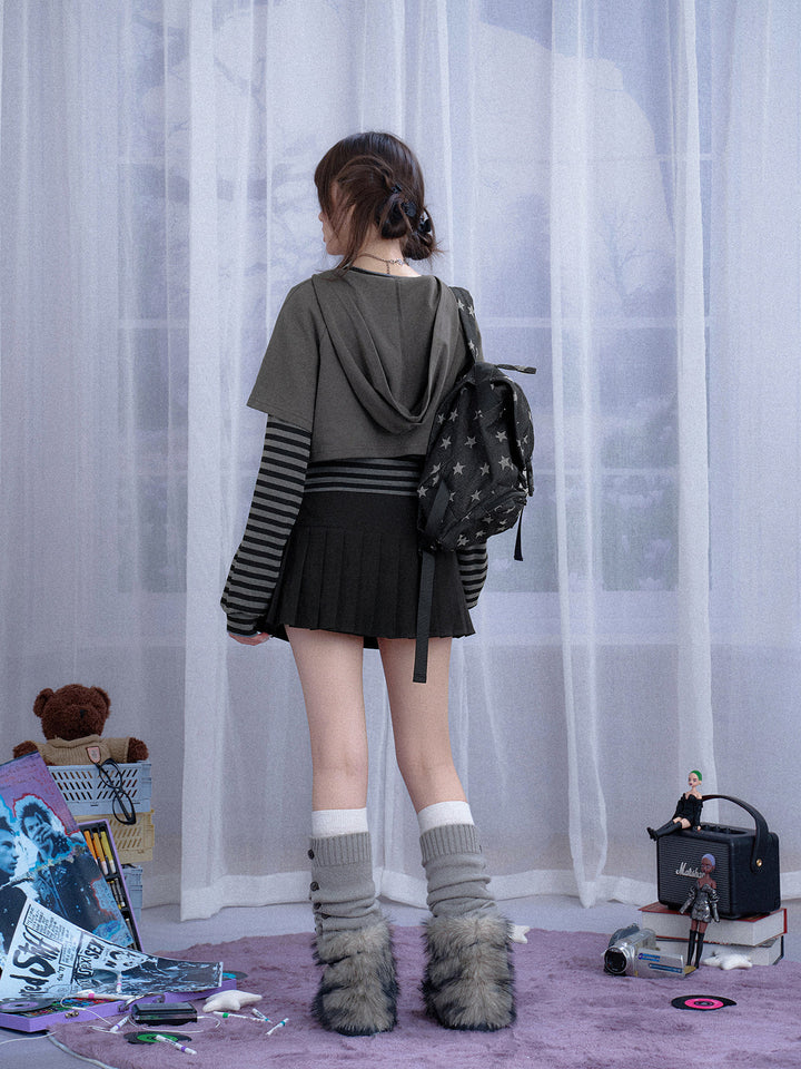 Grunge Cat Graphic Layered Top Set