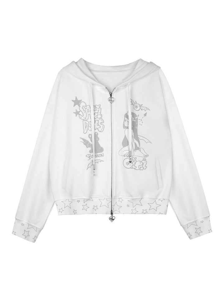 Celestial Angel Graphic Zip Hoodie