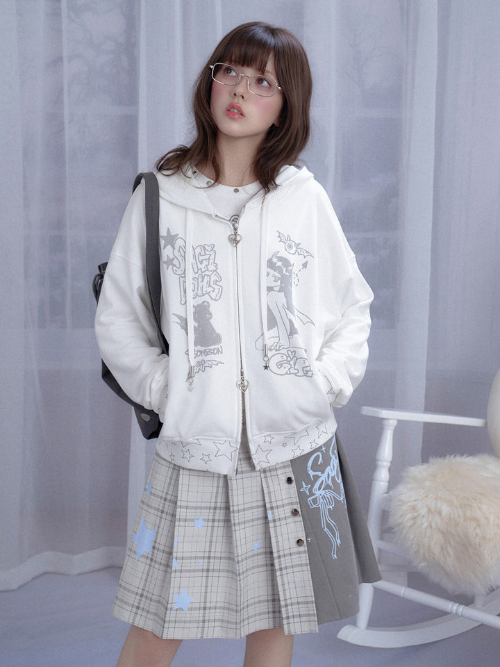 Celestial Angel Graphic Zip Hoodie