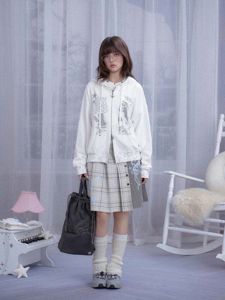 Celestial Angel Graphic Zip Hoodie