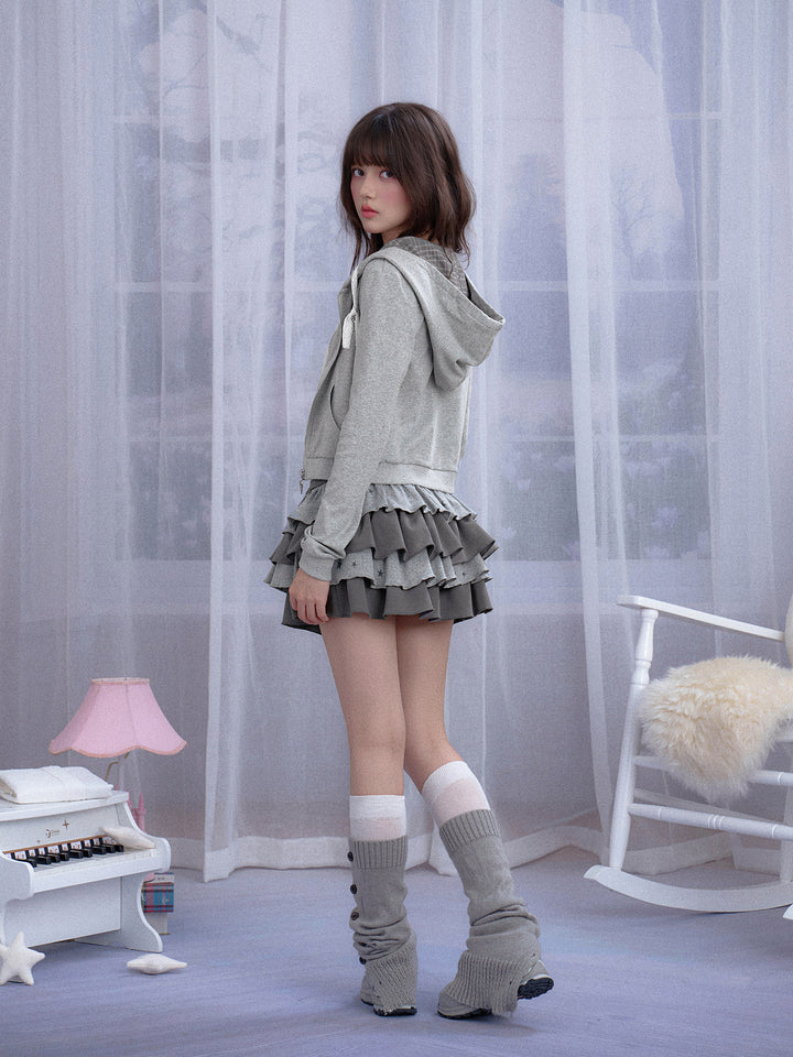 Y2K Rhinestone Star Cropped Hoodie