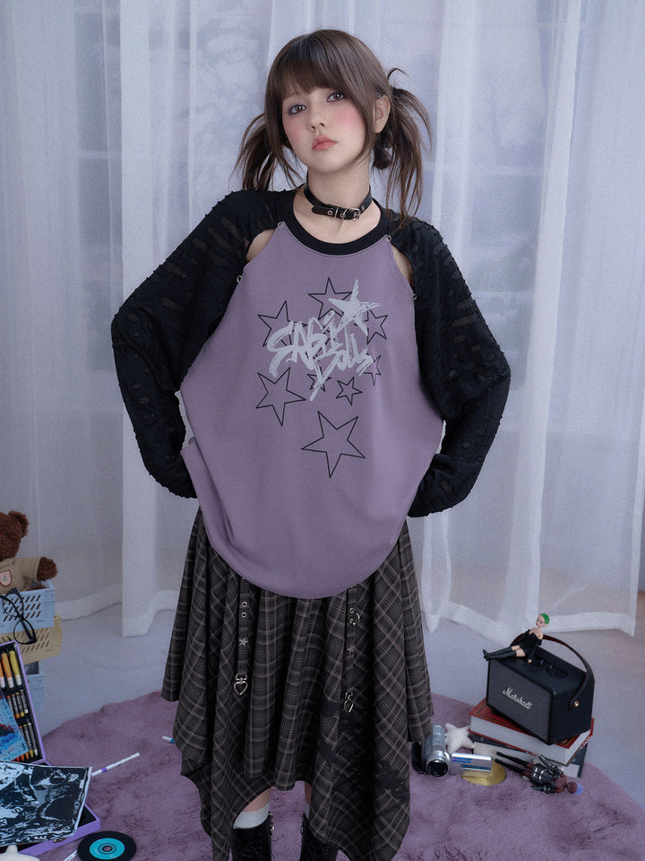 Grunge Plaid Handkerchief Midi Skirt