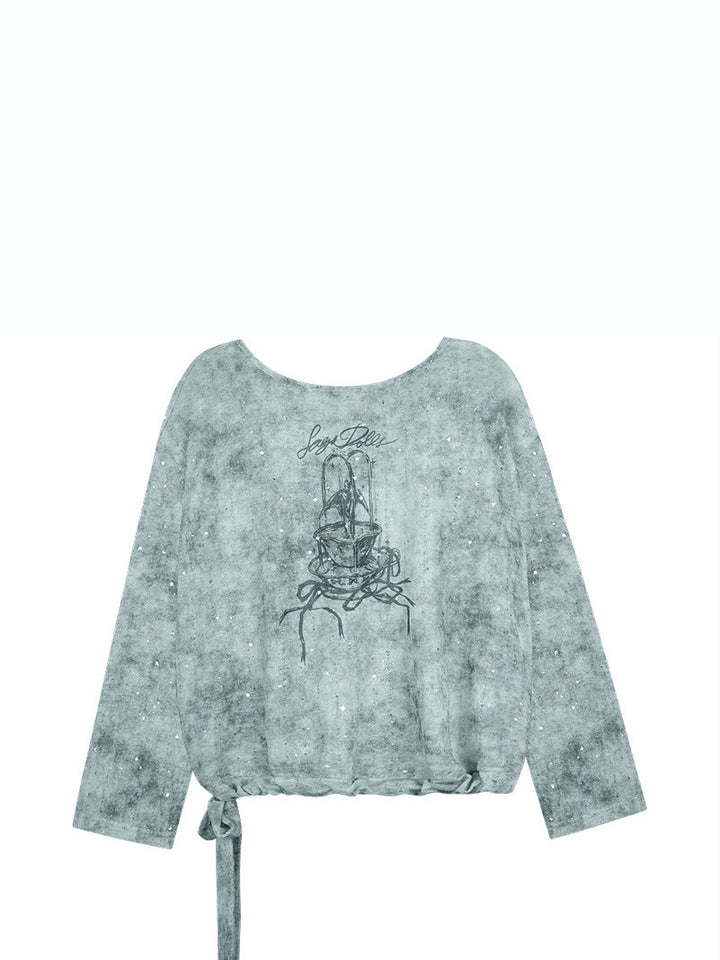 Mint Galaxy Graphic Long Sleeve Top