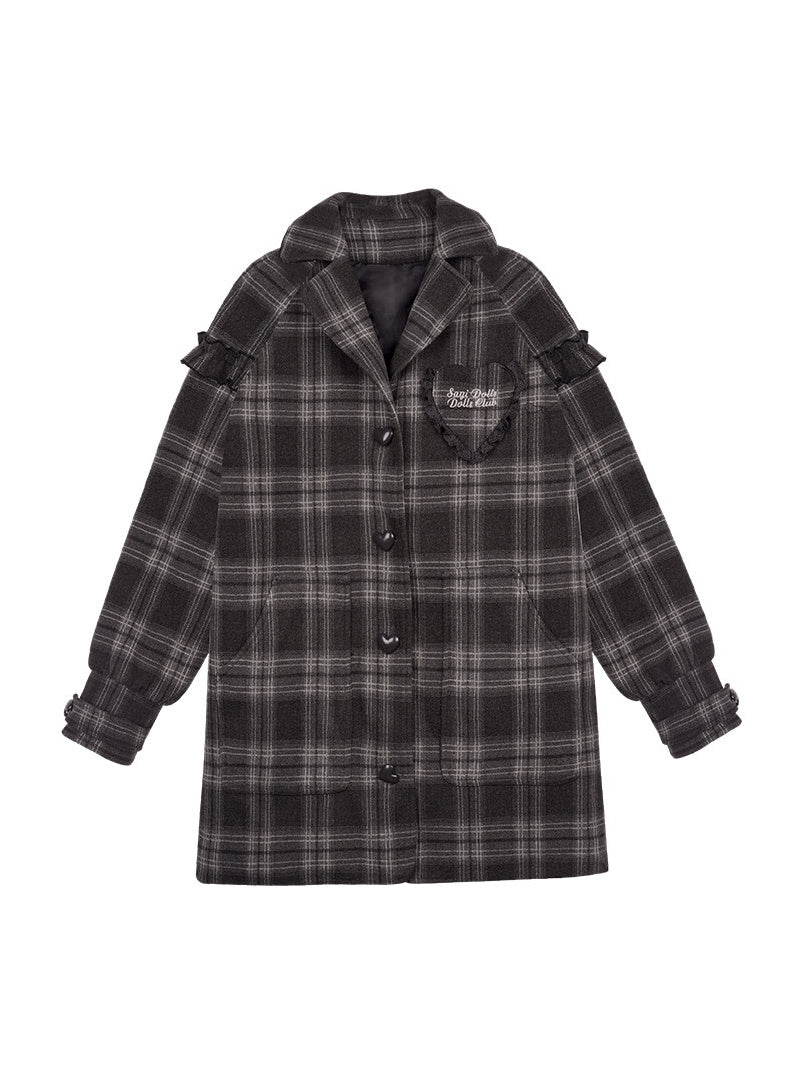 Dark Academia Plaid Longline Coat