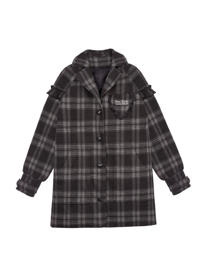 Dark Academia Plaid Longline Coat