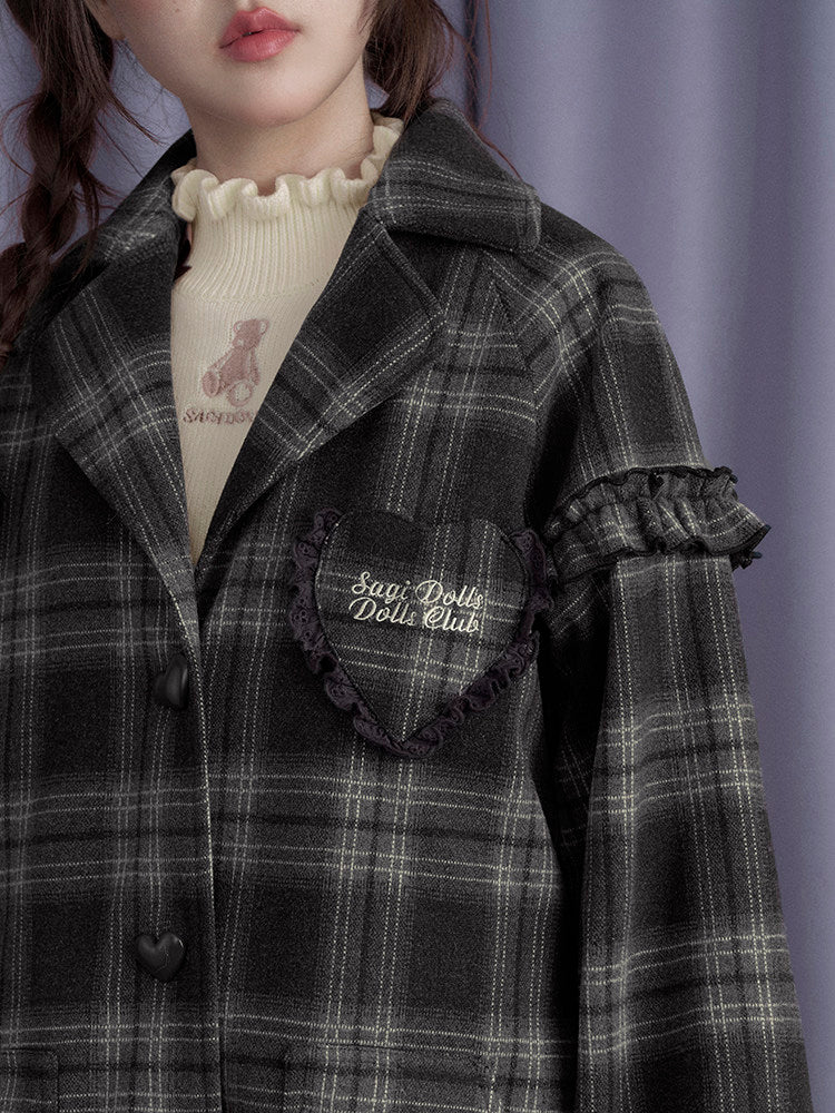 Dark Academia Plaid Longline Coat