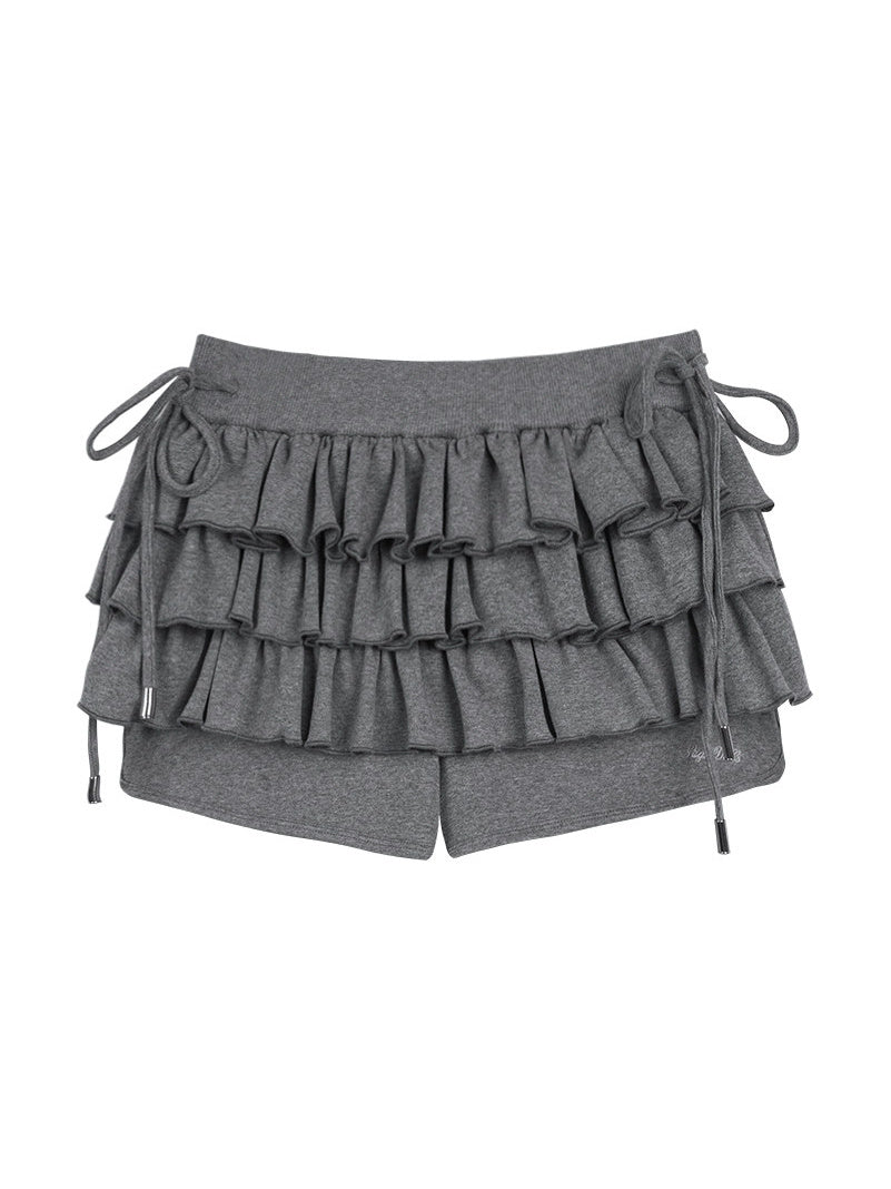 Charcoal Tiered Ruffle Skort
