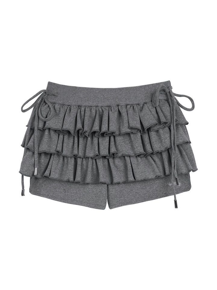 Charcoal Tiered Ruffle Skort