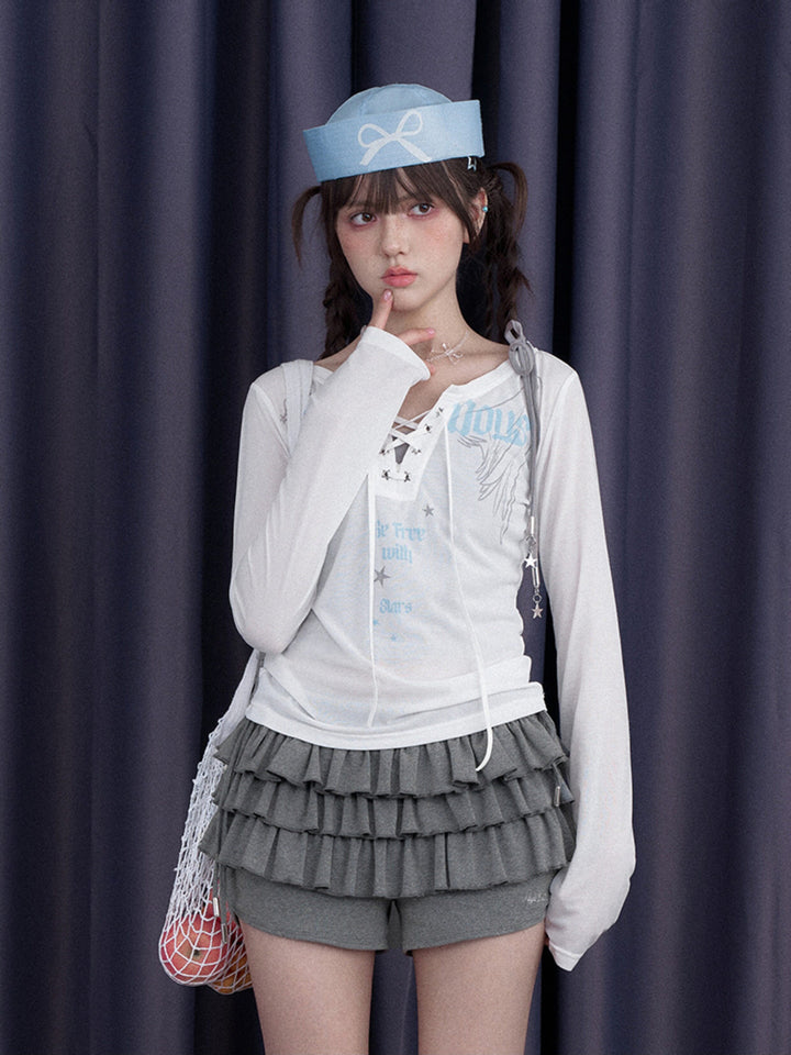 Charcoal Tiered Ruffle Skort