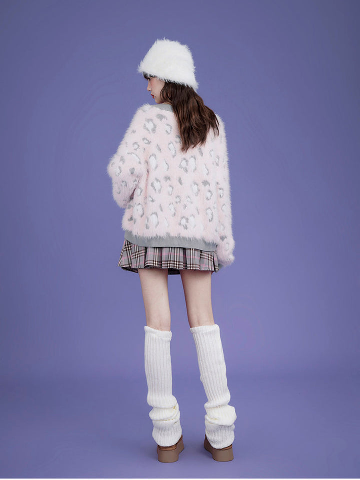 Star Buckle Plaid Pleated Mini Skirt