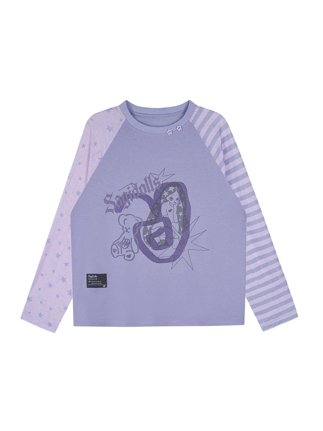 Kawaii Mismatched Sleeve Graphic Sweatshirt