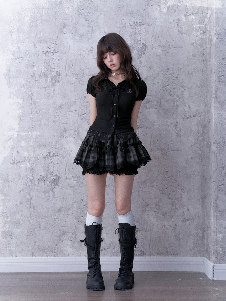 Gothic Bow Collar Puff Sleeve Shirt