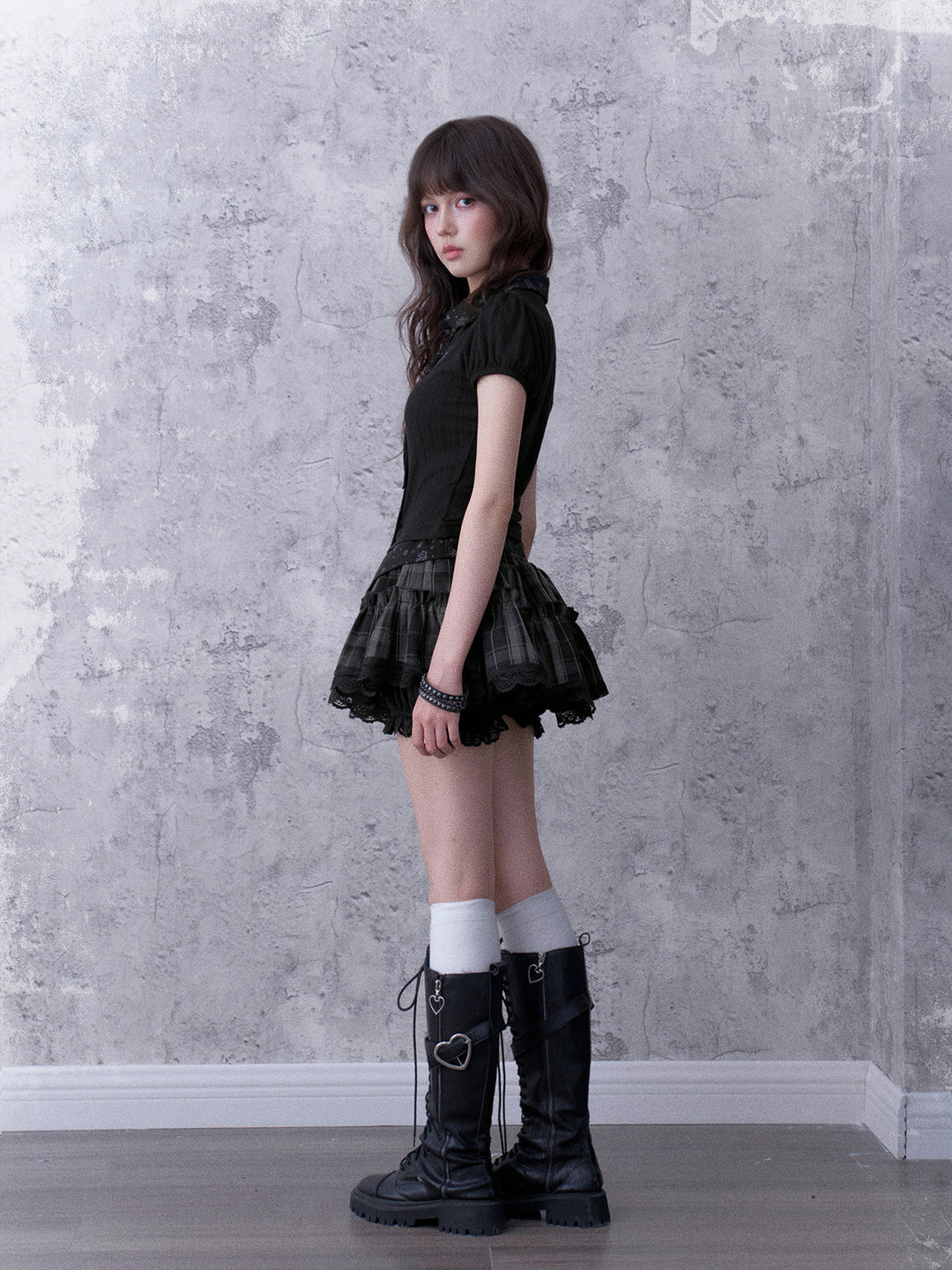 Gothic Bow Collar Puff Sleeve Shirt