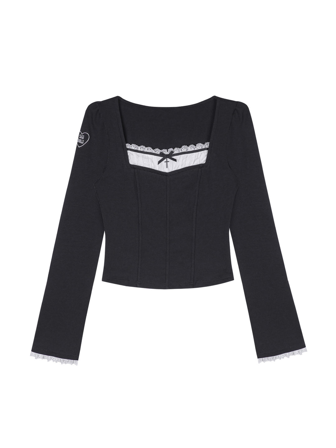 Gothic Lace Faux Two-Piece Top