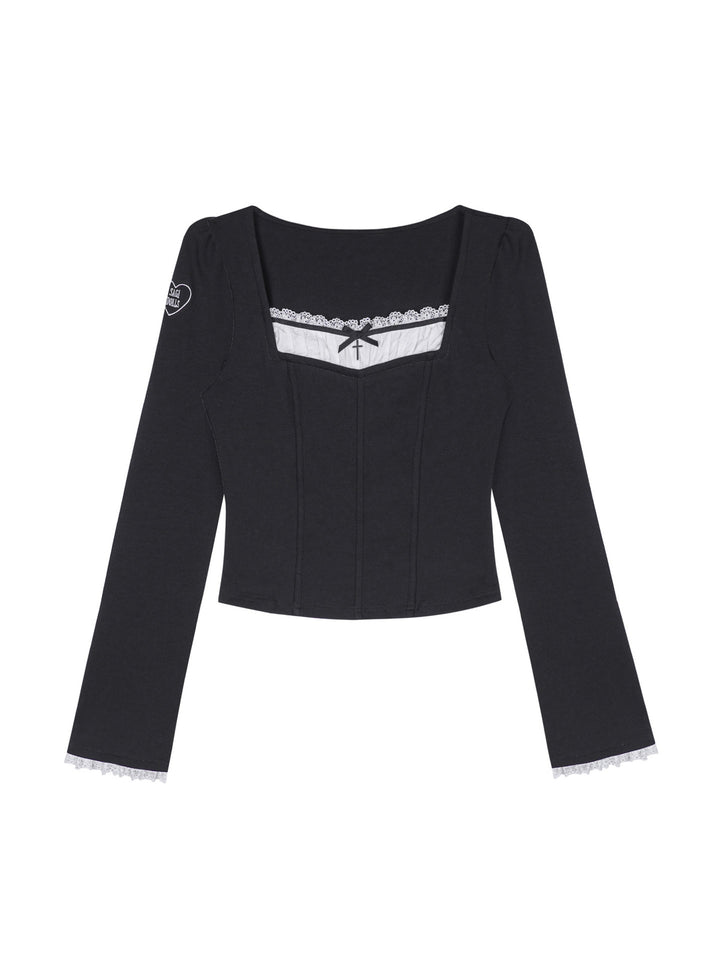 Gothic Lace Faux Two-Piece Top