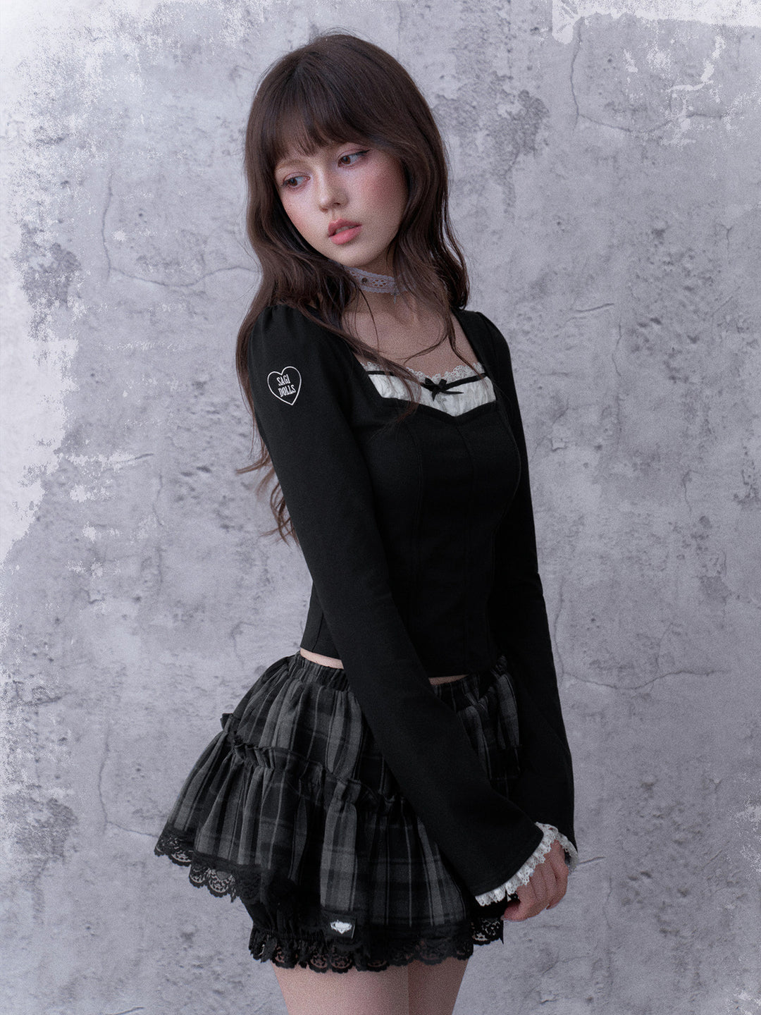 Gothic Lace Faux Two-Piece Top