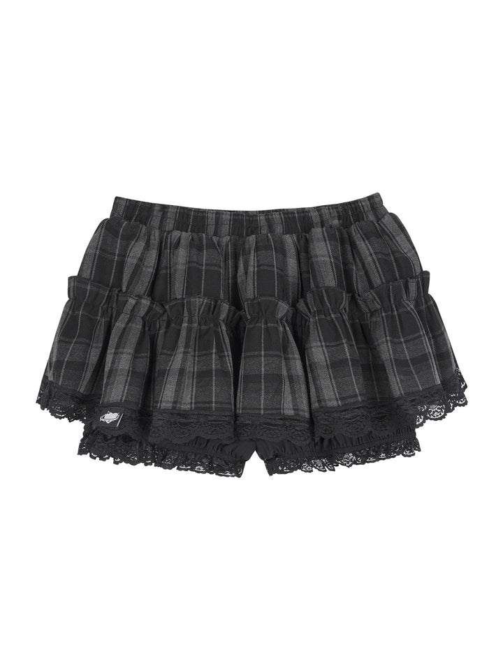 Plaid Tiered Bloomer Mini Skirt