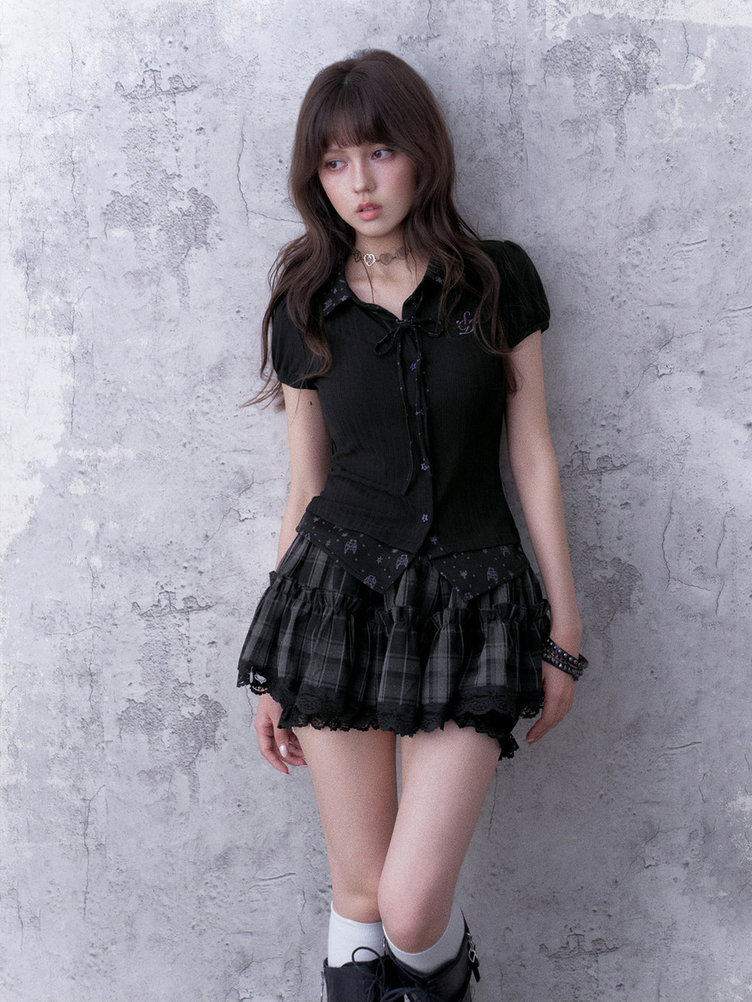 Plaid Tiered Bloomer Mini Skirt