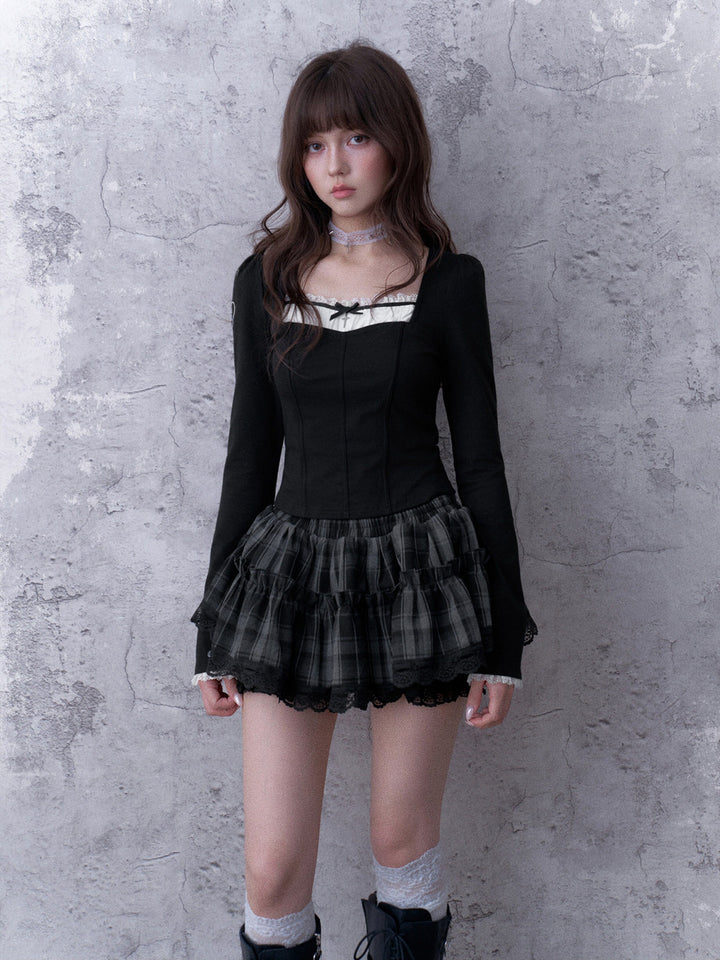 Plaid Tiered Bloomer Mini Skirt