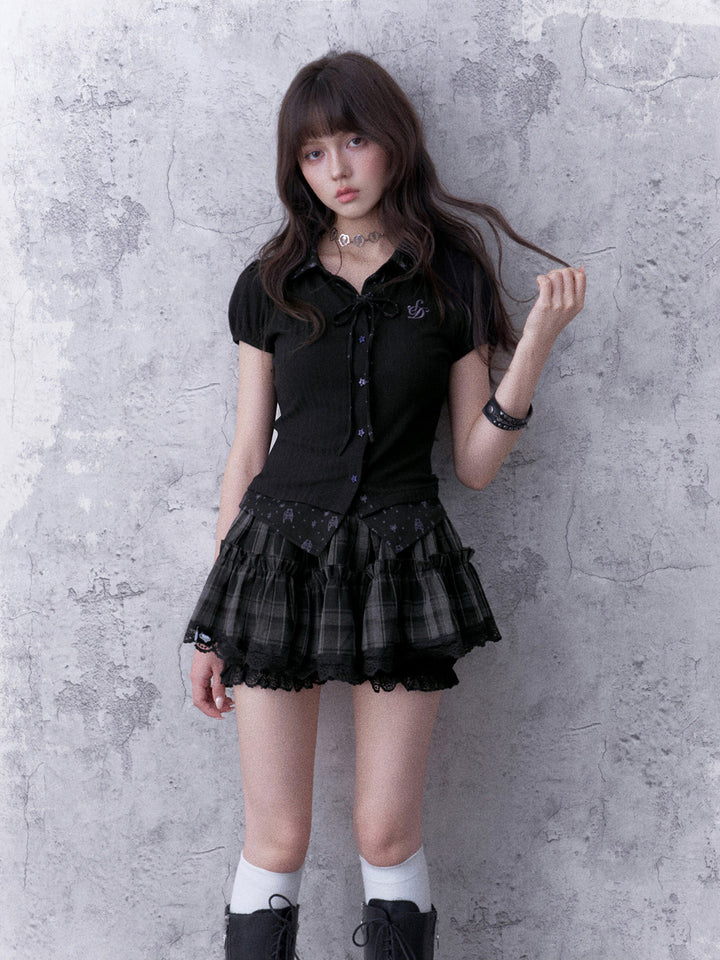 Plaid Tiered Bloomer Mini Skirt